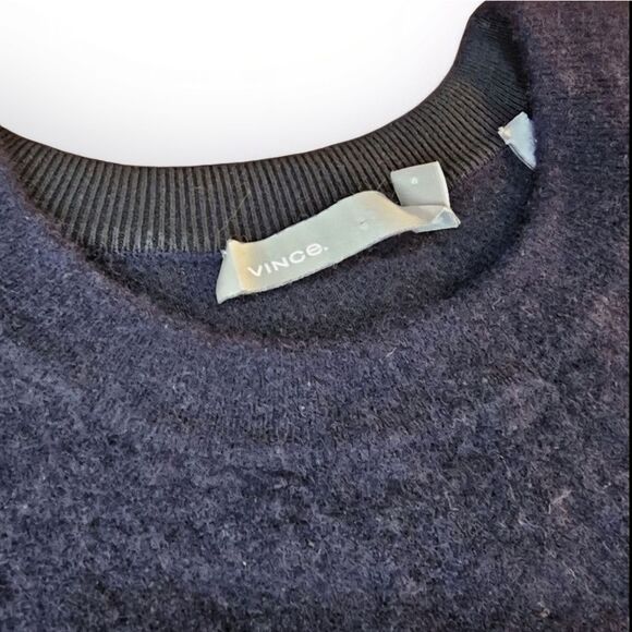Vince Crew Neck Cashmere Pullover Navy Blue Medium - Picture 6 of 13